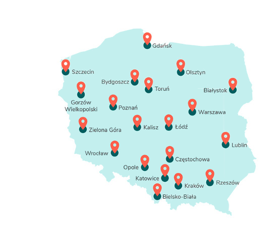 LOKALIZACJE MIEJSCA PRACY MAPA